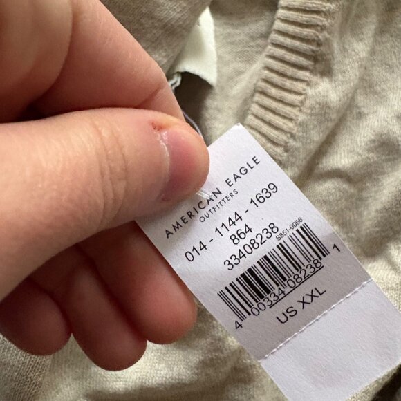 American Eagle Long Sleeve Knit V-Neck Sweater Grey NWT Men’s Size XXL - Picture 9 of 9